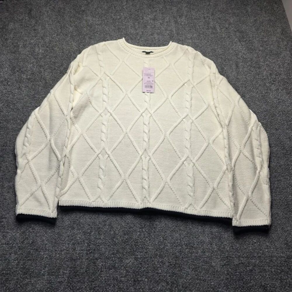 Cream Cable Knit Diamond Pattern Sweater Size XS